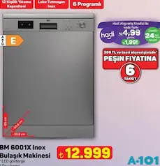 SEG BM 6001X INOX BULAŞIK MAKİNESİ 6 PROGRAMLI fiyat ve kampanya bilgisi